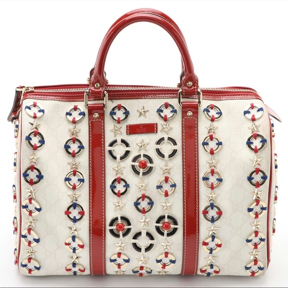 Gucci Medium Joy Boston Bag in Embellished GG Supreme Canvas and Patent Leather - Picture 1 of 8